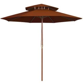 Parasol Double Avec Mât En Bois Terre Cuite 270 Cm