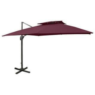 Parasol Déporté Avec Double Toit 300x300 Cm Rouge Bordeaux