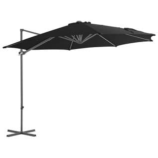 Parasol Déporté Avec Mât En Acier Noir 300 Cm