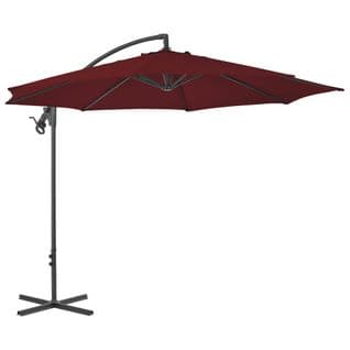 Parasol Déporté Avec Mât En Acier 300 Cm Rouge Bordeaux