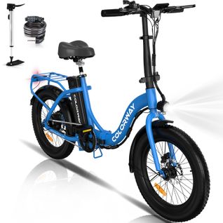 Colorway Vélo Électrique Pliable 20"*3.0 Gros Pneus, Batterie 36v 12ah, E-bike Pliant, Bleu