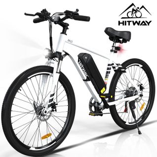 Vélo Électrique Hitway 26" Blanc - Vae Avec Batterie Amovible 36v/12ah - Shimano 7-vitesses