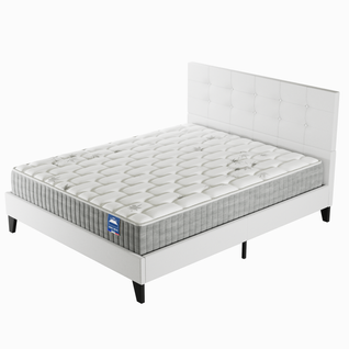 Ensemble Matelas + lit 140x200 cm avec tête de lit, ép. 25cm à mémoire de forme