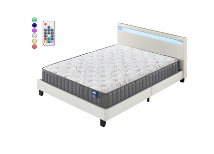 Ensemble Matelas Mousse + Lit Eclairage LED 120x190 Cm-22cm D’épaisseur Accueil Mémoire De Forme