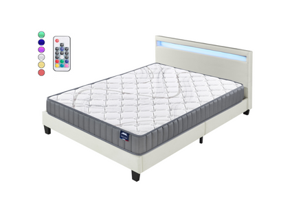 Ensemble 120x190cm, Matelas Mousse Accueil Latex + Lit Éclairage LED