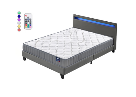 Ensemble 160x200cm, Matelas Mousse Accueil Latex + Lit Éclairage LED