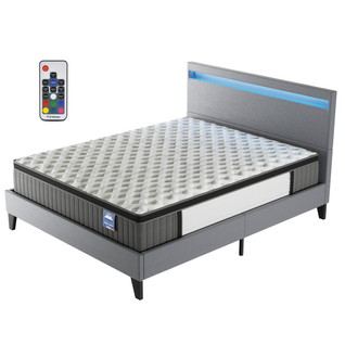 Ensemble Matelas ressorts ensachés + lit LED 120x190 cm, ép. 30cm accueil mémoire de forme