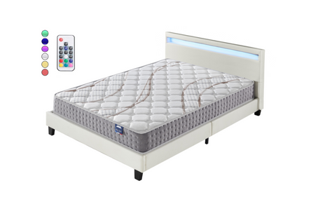 Ensemble Matelas Ressorts Ensachés + Lit Eclairage LED 120x190 Cm-epaisseur 25cm Accueil Moussehd