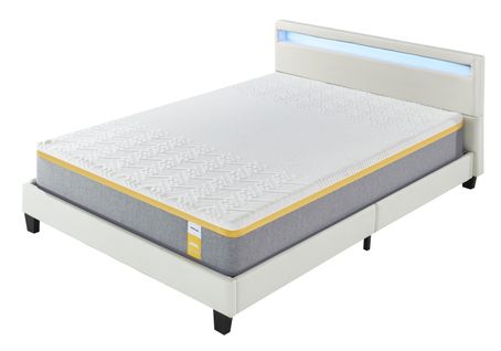 Ensemble Matelas Mousse + Lit Avec Tête De Lit 140x190 Cm Epaisseur 28cm Ferme Accueil Latex Naturel