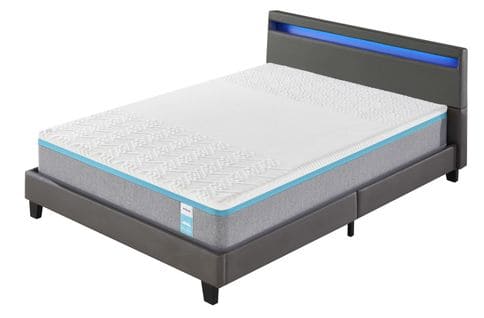 Ensemble Matelas Mousse + Lit Avec Tête De Lit 140x200 Cm Epaisseur 28cm Equilibré Accueil Latex