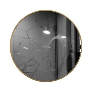 Miroir De Salle De Bain LED 80cm à Luminosité Variable Rond Avec Cadre Doré Et Touche Sensitive