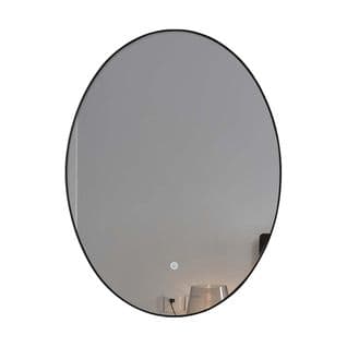 Miroir De Salle De Bain LED 60x80cm à Luminosité Variable Ovale Avec Cadre Noir