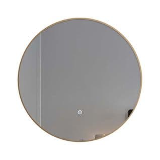 Miroir De Salle De Bain LED à Luminosité Variable 60cm Rond Avec Cadre En Aluminium Doré
