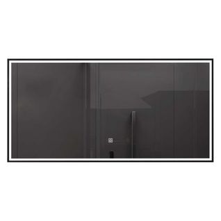 Miroir De Salle De Bain Led 110x60cm À Luminosité Variable Avec Cadre En Aluminium Noir