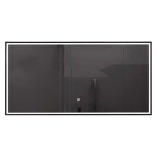 Miroir De Salle De Bain Led 90x60cm À Luminosité Variable Avec Cadre En Aliminium Noir