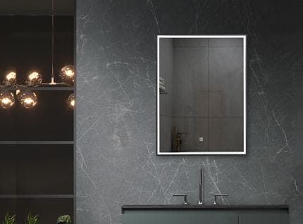 Miroir De Salle De Bain Led Avec Cadre En Aluminium Noir - 50x70cm