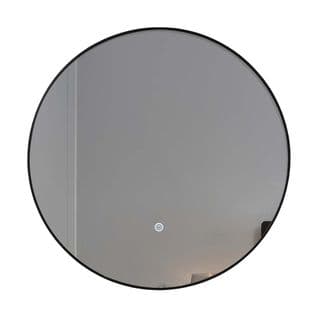 Miroir De Salle De Bain LED à Luminosité Variable 80cm Rond Avec Cadre En Aluminium Noir
