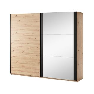 Armoire 2 Portes Grand Modèle Avec Miroir Nantes - Naturel