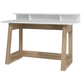 Bureau Gamer 135 Cm Blanc Et Chêne