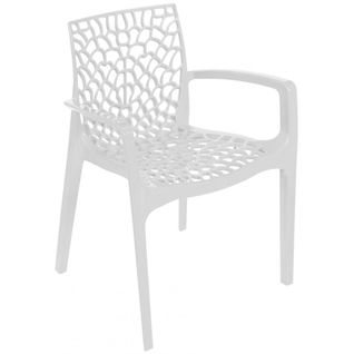 Chaise Design Blanche Avec Accoudoirs Dentelle