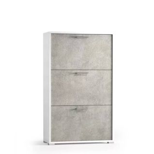 Meuble à Chaussures Entrée 3 Portes Armoire Design Moderne Gris Juno