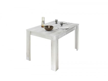 Table 137/185 Cm Rallonge Incluse Bronte Blanc Laqué Et Couleur Chêne Pino