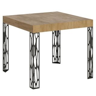 Table Extensible 90x90/246 Cm Ghibli Chêne Nature Cadre Anthracite
