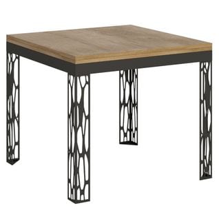 Table Extensible 90x90/180 Cm Ghiblilibra Chêne Nature Cadre Anthracite