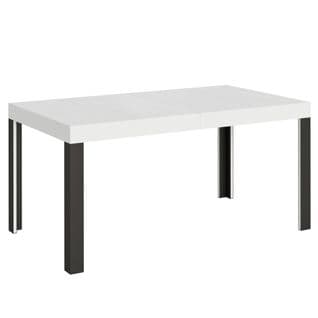 Table Extensible 90x160/264 Cm Linea Frêne Blanc Cadre Anthracite