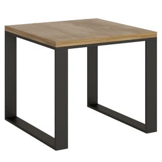 Table Extensible 90x90/180 Cm Tecnolibra Chêne Nature Cadre Anthracite