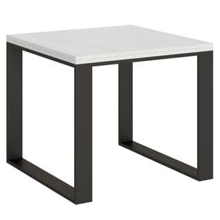 Table Extensible 90x90/180 Cm Tecnolibra Frêne Blanc Cadre Anthracite