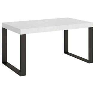 Table Extensible 90x160/420 Cm Tecno Frêne Blanc Cadre Anthracite