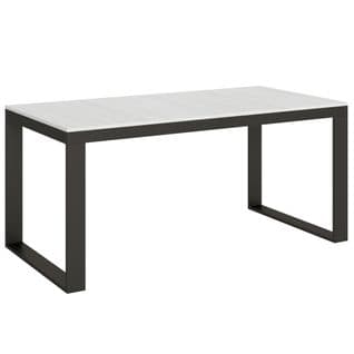 Table Extensible 90x180/284 Cm Tecno Evolution Frêne Blanc Cadre Anthracite