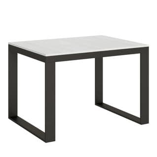 Table Extensible 90x120/380 Cm Tecno Evolution Frêne Blanc Cadre Anthracite