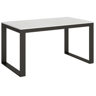 Table Extensible 90x160/420 Cm Tecno Evolution Frêne Blanc Cadre Anthracite