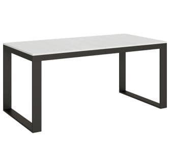 Table Extensible 90x180/440 Cm Tecno Evolution Frêne Blanc Cadre Anthracite