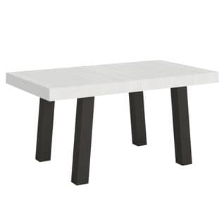 Table Extensible 90x160/264 Cm Bridge Frêne Blanc Cadre Anthracite
