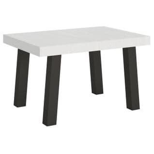 Table Extensible 90x130/390 Cm Bridge Frêne Blanc Cadre Anthracite