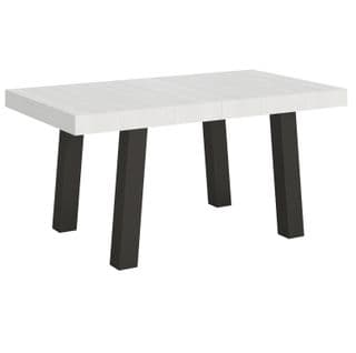 Table Extensible 90x160/420 Cm Bridge Frêne Blanc Cadre Anthracite