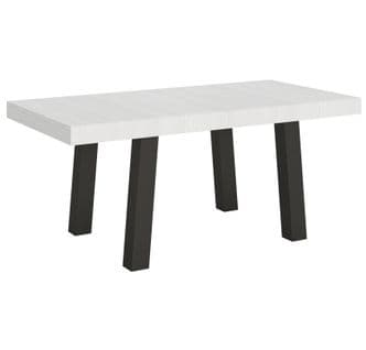 Table Extensible 90x180/440 Cm Bridge Frêne Blanc Cadre Anthracite