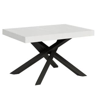 Table Extensible 90x130/234 Cm Volantis Frêne Blanc Cadre Anthracite