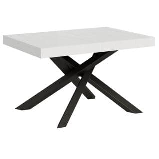 Table Extensible 90x130/390 Cm Volantis Frêne Blanc Cadre Anthracite