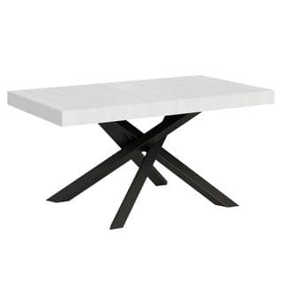 Table Extensible 90x160/420 Cm Volantis Frêne Blanc Cadre Anthracite