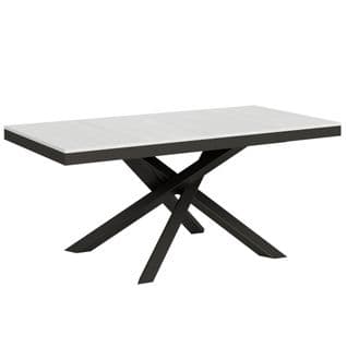 Table Extensible 90x180/440 Cm Volantis Evolution Frêne Blanc Cadre Anthracite