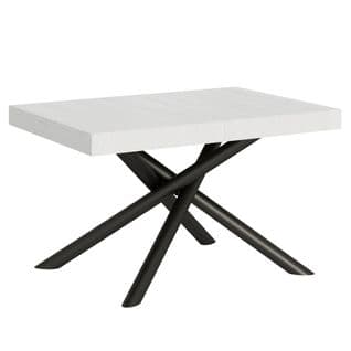 Table Extensible 90x130/234 Cm Famas Frêne Blanc Cadre Anthracite