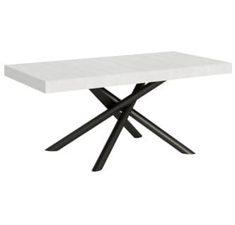Table Extensible 90x180/284 Cm Famas Frêne Blanc Cadre Anthracite