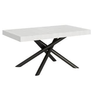 Table Extensible 90x160/420 Cm Famas Frêne Blanc Cadre Anthracite