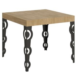 Table Extensible 90x90/246 Cm Karamay Chêne Nature Cadre Anthracite