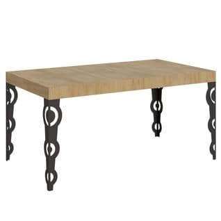 Table Extensible 90x160/420 Cm Karamay Chêne Nature Cadre Anthracite