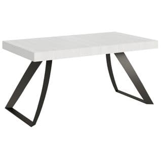 Table Extensible 90x160/420 Cm Proxy Frêne Blanc Cadre Anthracite